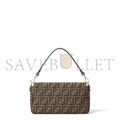FENDI BAGUETTE TOBACCO BROWN FF JACQUARD FABRIC BAG 8BR600AFPMF1GL7 (27*15*6cm)